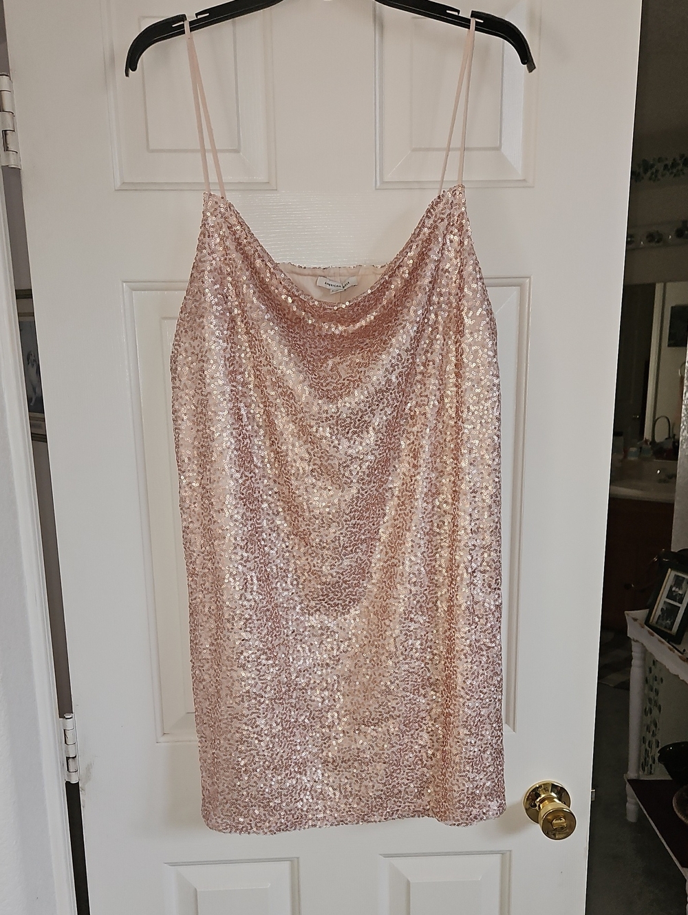 American Eagle Outfitters Rose Gold Sequin Slip